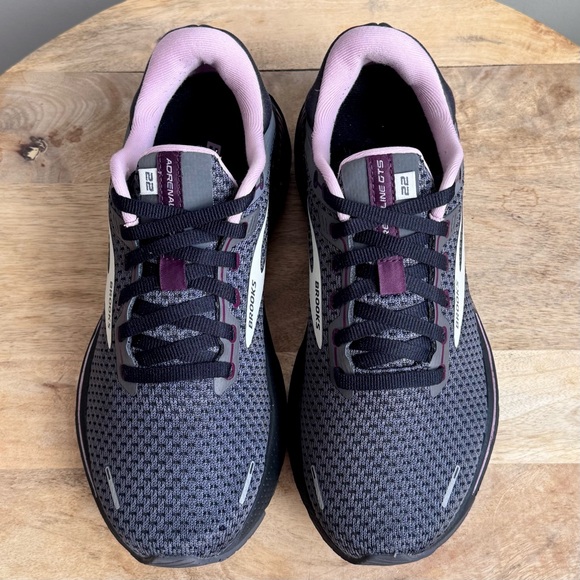 Brooks Adrenaline GTS 22 Women Size 9 B Black Gray Pink Running Stability Shoes - Picture 6 of 10